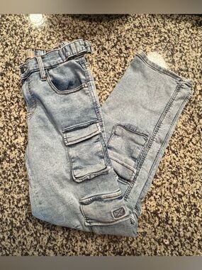 Charlotte Russe Light Wash Flare Cargo Jeans